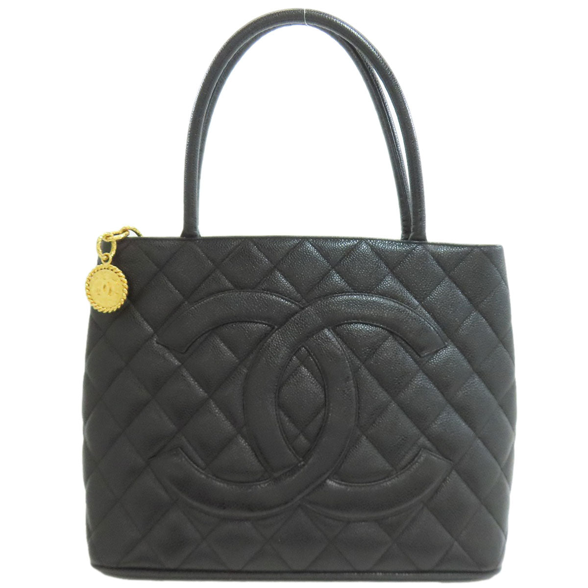 CHANEL Medallion GoldHardware Tote Bag Grained Calfskin Skin Ladies [Used]