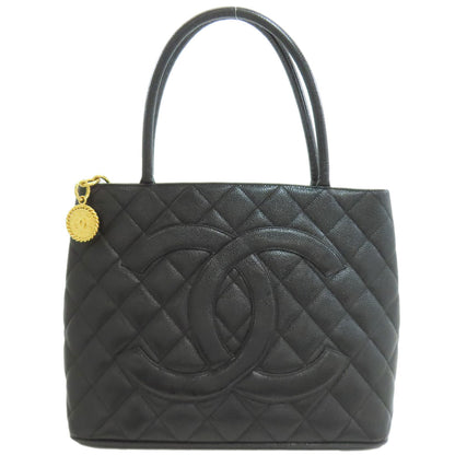 CHANEL Medallion GoldHardware Tote Bag Grained Calfskin Skin Ladies [Used]