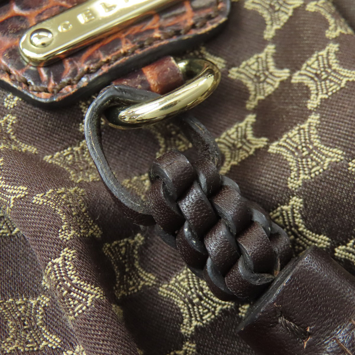 セリーヌ マカダム柄 フリンジ ハンドバッグ キャンバス レディース 【中古】【CELINE】