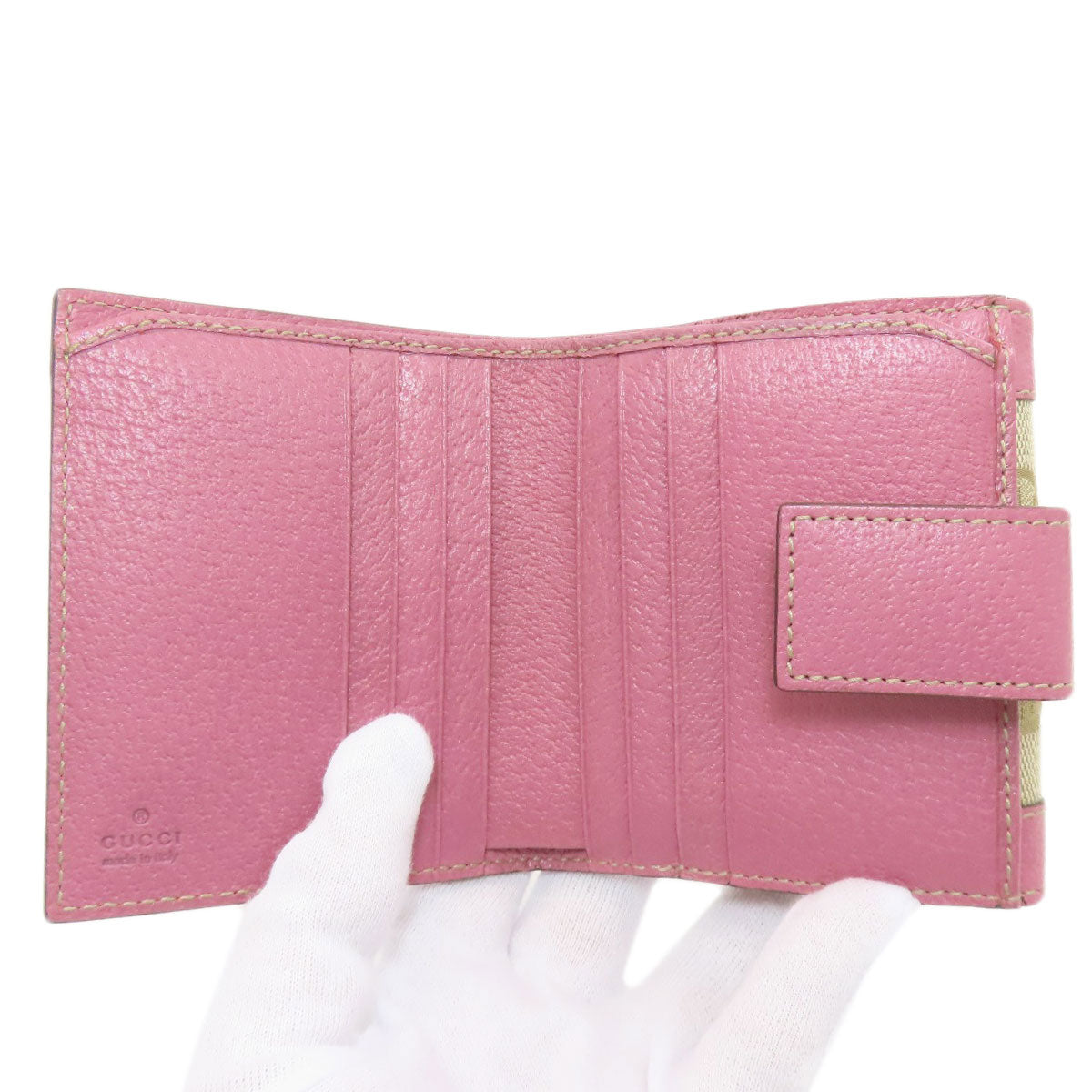 GUCCI 154119 GG Bifold Wallet with Coin Pocket Canvas LeatherLadies [Used]