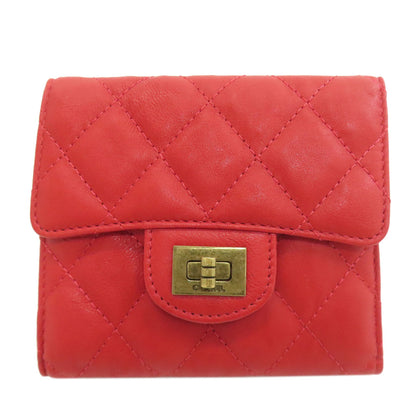 CHANEL 2.55 Matelasse Compact Wallet GoldHardware Bifold Wallet with Coin Pocket Calf Ladies [Used]