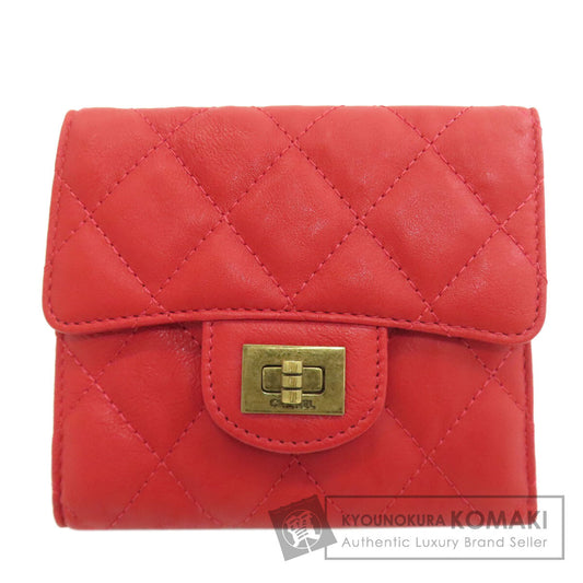 CHANEL 2.55 Matelasse Compact Wallet GoldHardware Bifold Wallet with Coin Pocket Calf Ladies [Used]