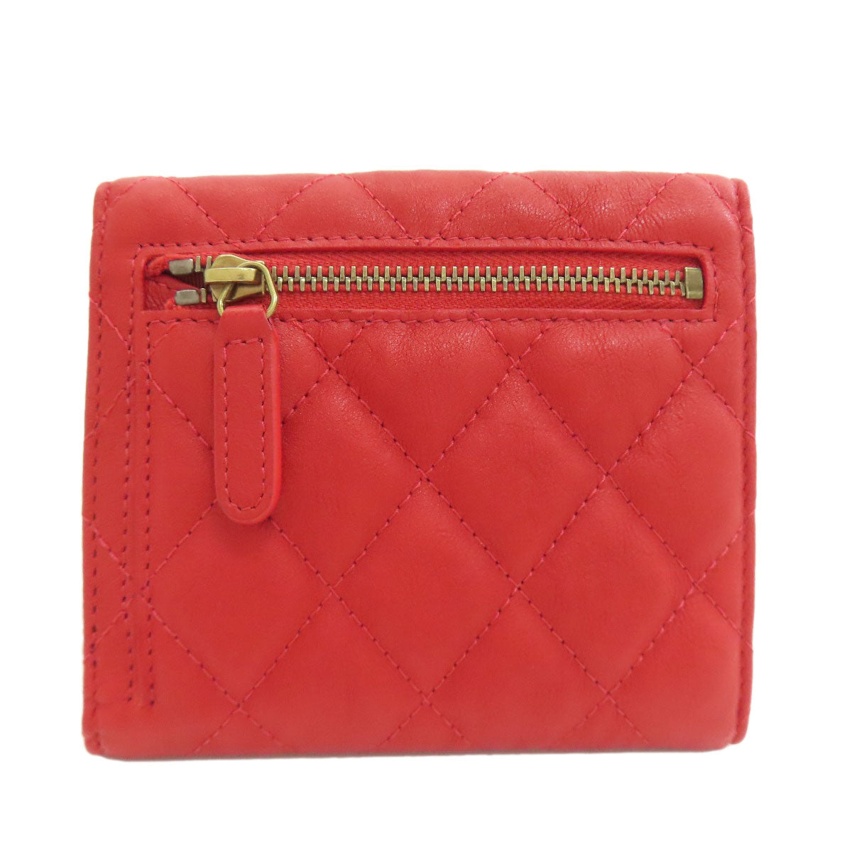 CHANEL 2.55 Matelasse Compact Wallet GoldHardware Bifold Wallet with Coin Pocket Calf Ladies [Used]
