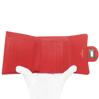 CHANEL 2.55 Matelasse Compact Wallet GoldHardware Bifold Wallet with Coin Pocket Calf Ladies [Used]