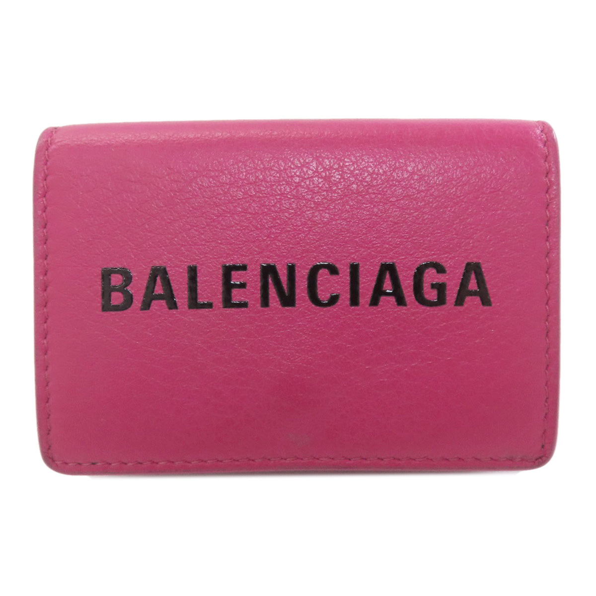 BALENCIAGA 516402 Logo tri-fold wallet Bifold Wallet with Coin Pocket Leather Ladies [Used]