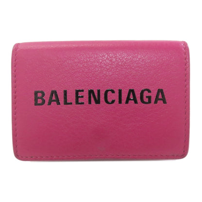 BALENCIAGA 516402 Logo tri-fold wallet Bifold Wallet with Coin Pocket Leather Ladies [Used]