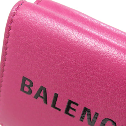 BALENCIAGA 516402 Logo tri-fold wallet Bifold Wallet with Coin Pocket Leather Ladies [Used]
