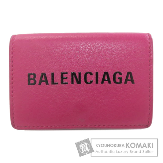 BALENCIAGA 516402 Logo tri-fold wallet Bifold Wallet with Coin Pocket Leather Ladies [Used]