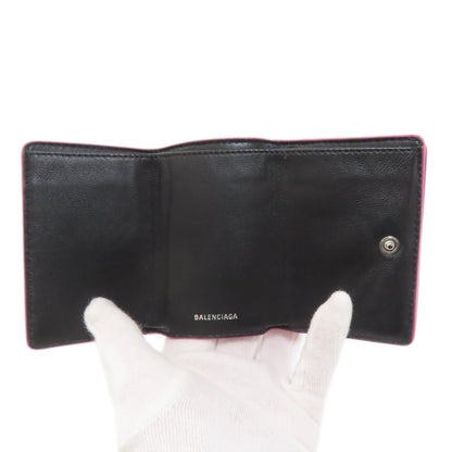 BALENCIAGA 516402 Logo tri-fold wallet Bifold Wallet with Coin Pocket Leather Ladies [Used]