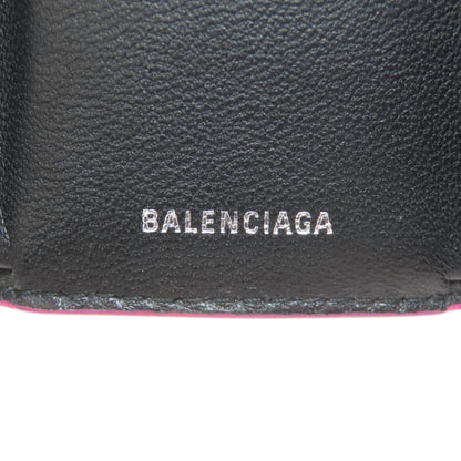 BALENCIAGA 516402 Logo tri-fold wallet Bifold Wallet with Coin Pocket Leather Ladies [Used]