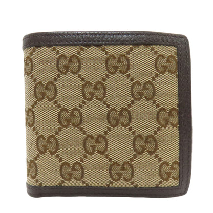 GUCCI 150413 Outlet GG Bifold Wallet with Coin Pocket Canvas LeatherLadies [Used]