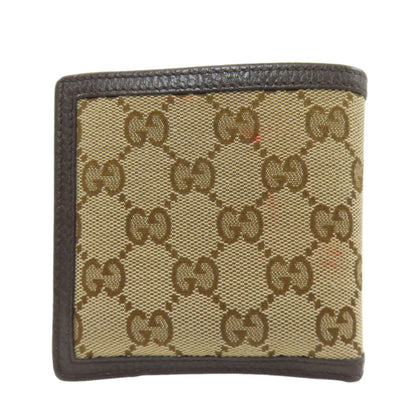 GUCCI 150413 Outlet GG Bifold Wallet with Coin Pocket Canvas LeatherLadies [Used]