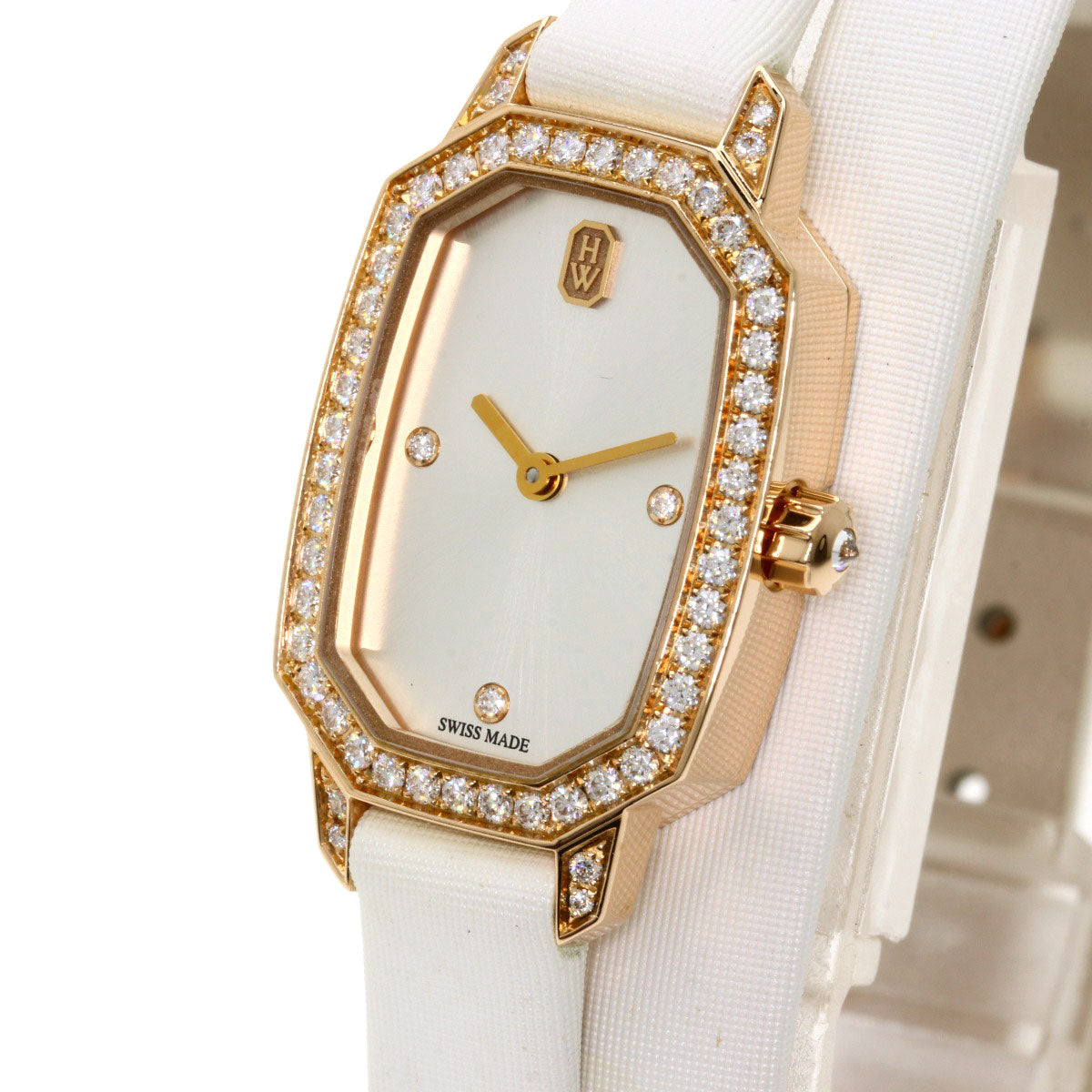 HARRY WINSTON Emerald 3P Bezel Diamond Watches EMEQHM18RR001 K18 Pink Gold/Satin Ladies