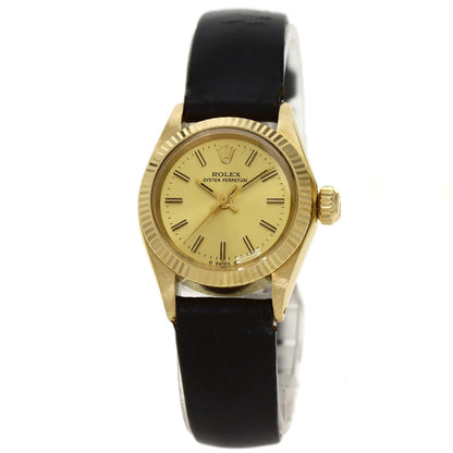 ROLEX Oyster perpetual Watches 6719 K18 Yellow Gold/Leather Ladies