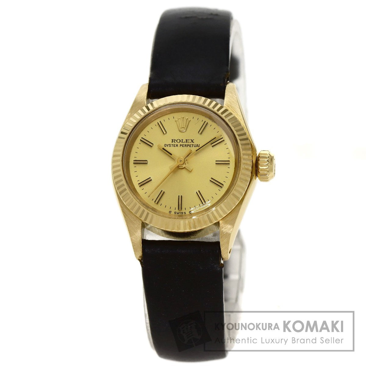 ROLEX Oyster perpetual Watches 6719 K18 Yellow Gold/Leather Ladies