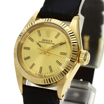 ROLEX Oyster perpetual Watches 6719 K18 Yellow Gold/Leather Ladies