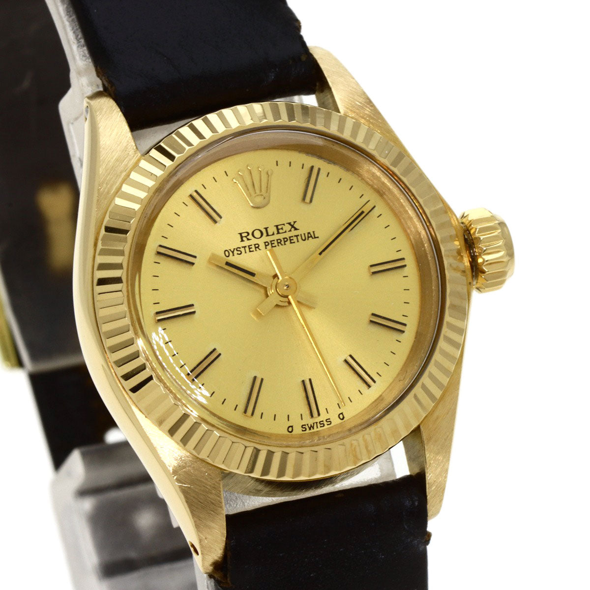 ROLEX Oyster perpetual Watches 6719 K18 Yellow Gold/Leather Ladies