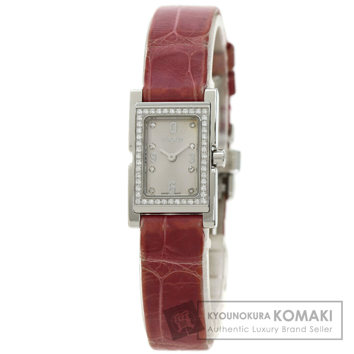 FRED Bezel Diamond Watches  Stainless Steel/Leather Ladies