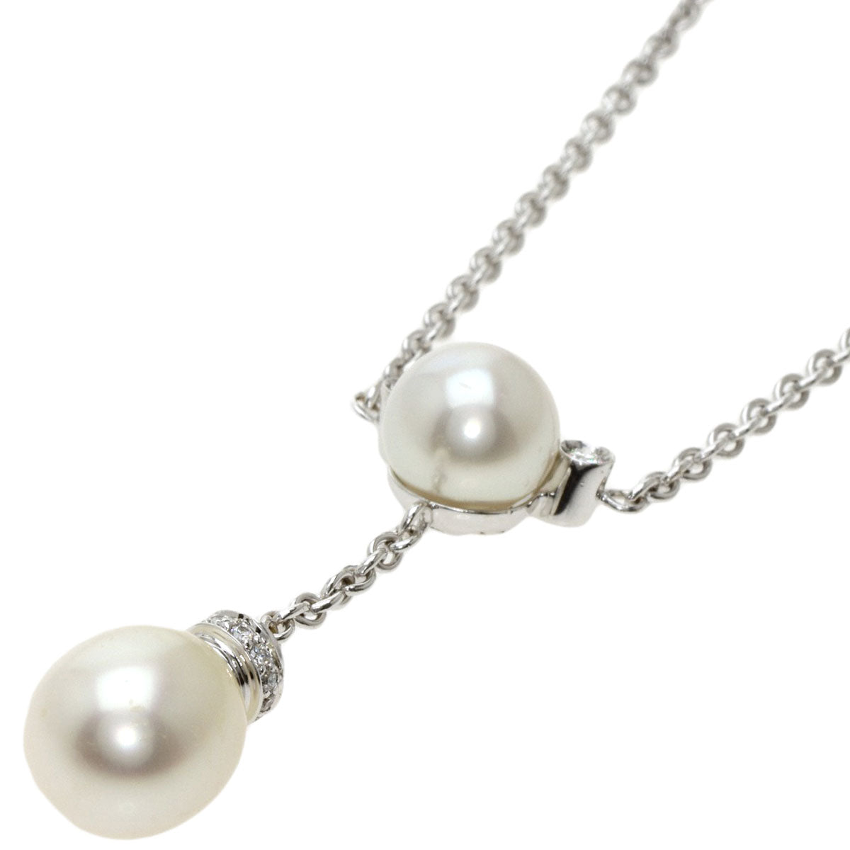 Pearl Pearl Diamond AUTORE Necklace K18 White Gold  15.6g　Ladies