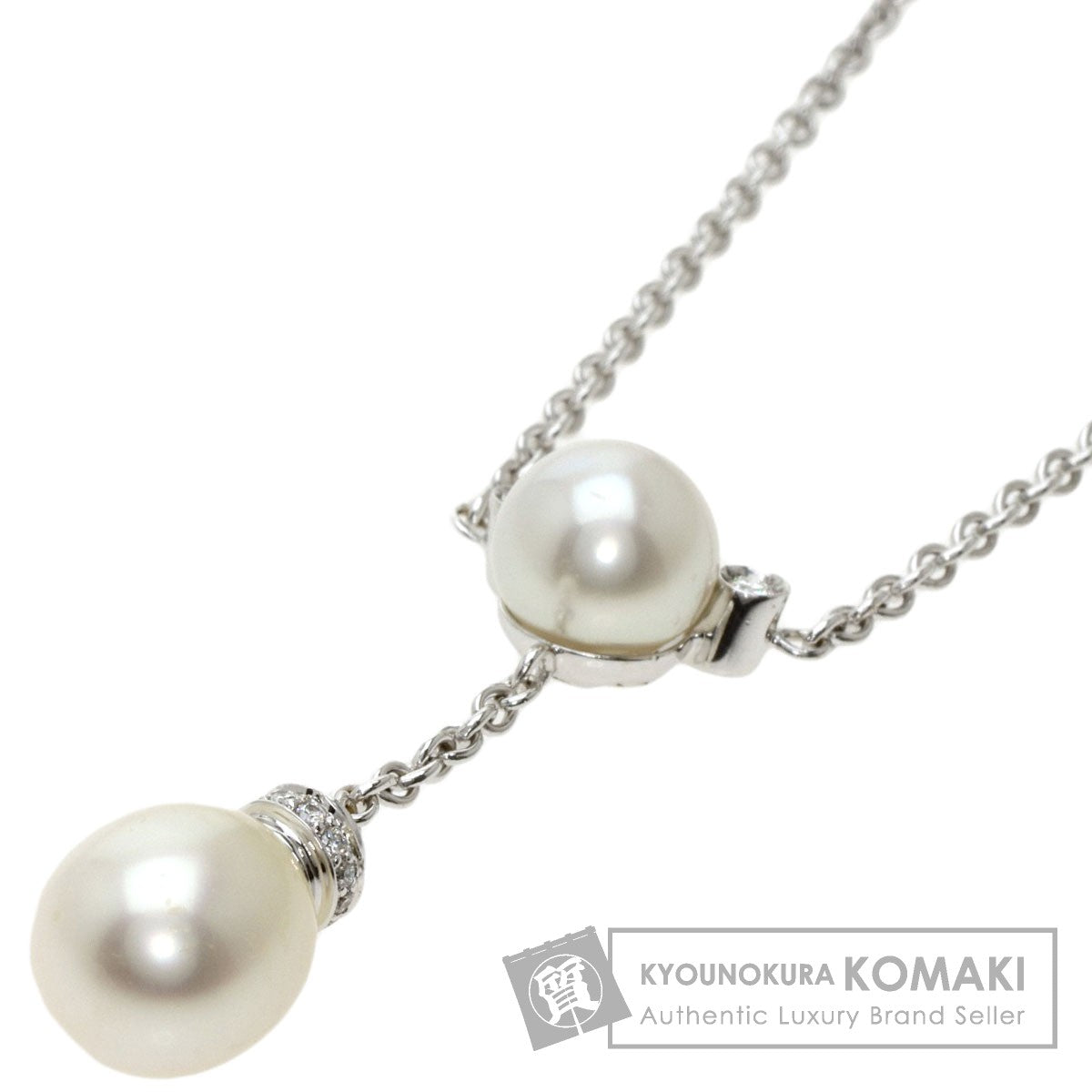 Pearl Pearl Diamond AUTORE Necklace K18 White Gold  15.6g　Ladies