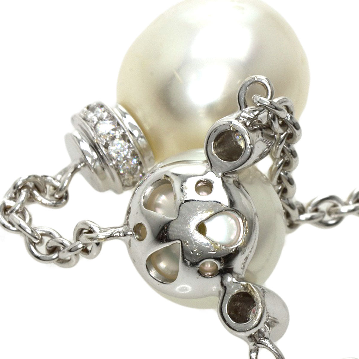 Pearl Pearl Diamond AUTORE Necklace K18 White Gold  15.6g　Ladies