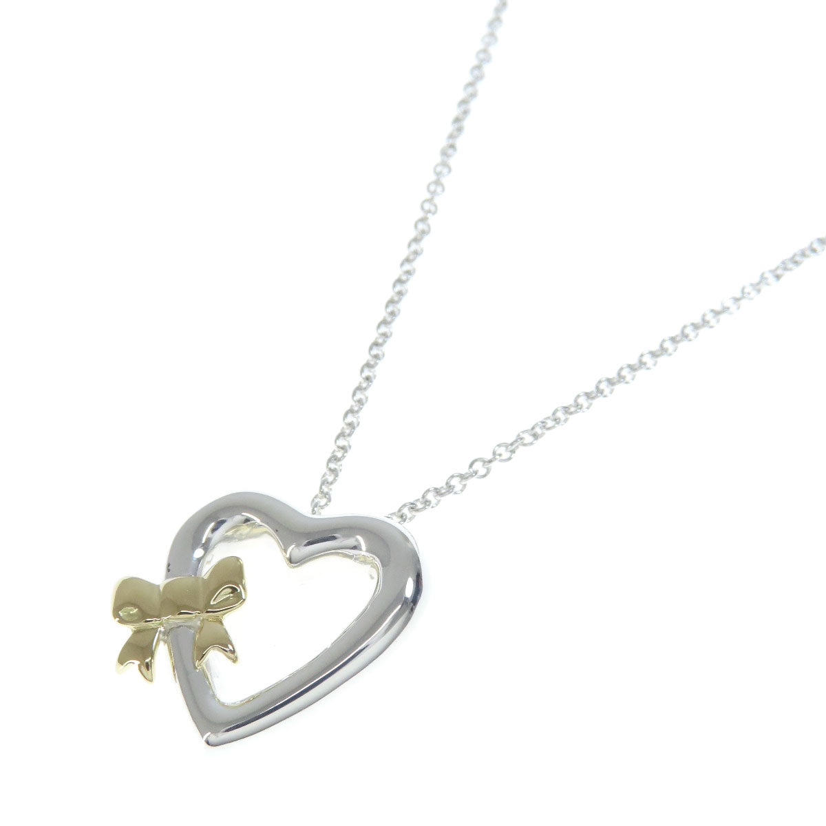 TIFFANY&Co.   Necklace Heart ribbon Silver 18K Yellow GoldLadies