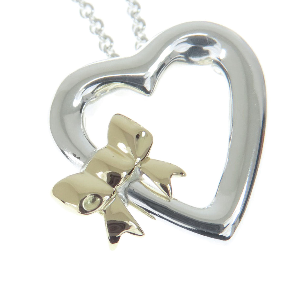 TIFFANY&Co.   Necklace Heart ribbon Silver 18K Yellow GoldLadies