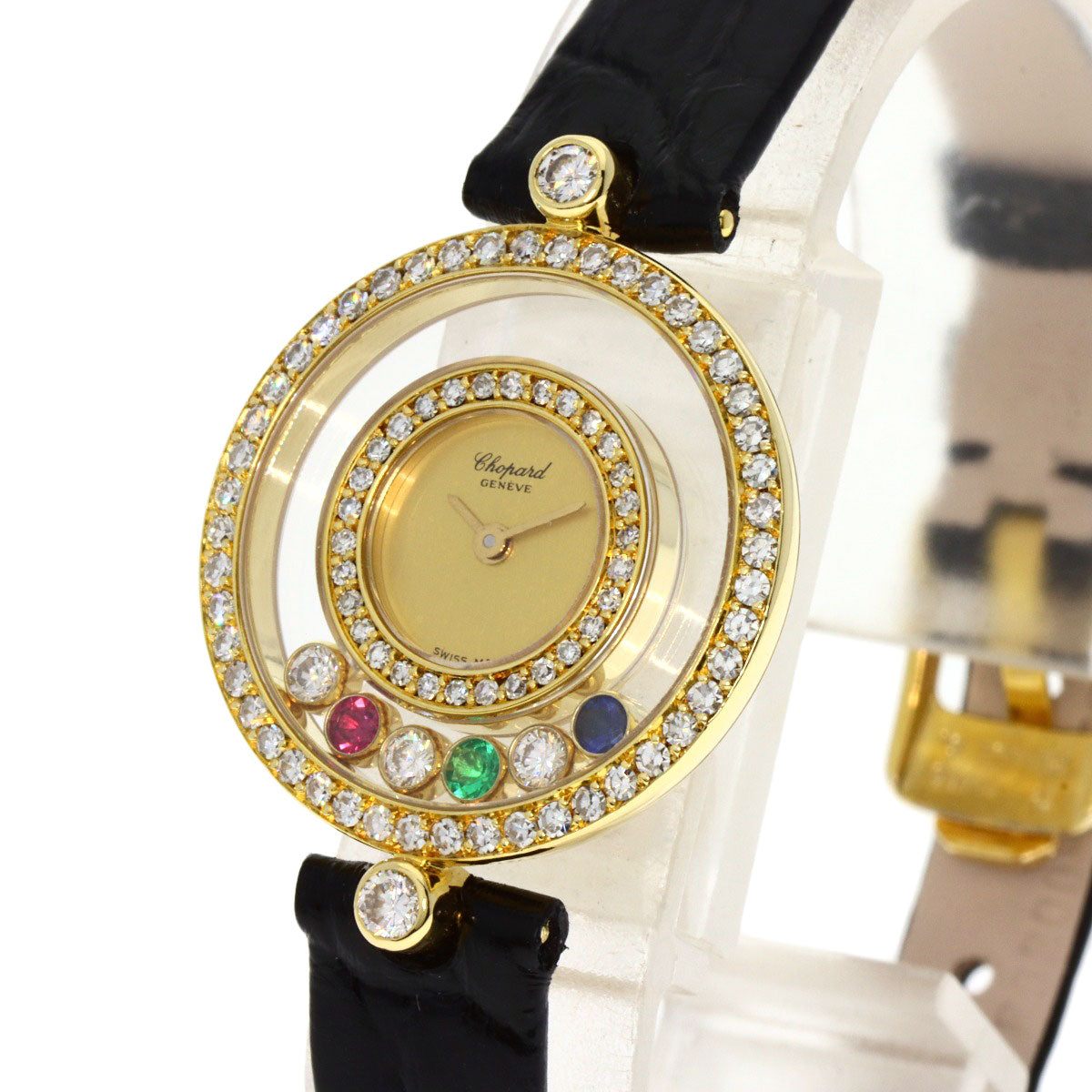 Chopard Happy diamond maker complete Watches 20/3957-24 K18 Yellow Gold/Leather Ladies