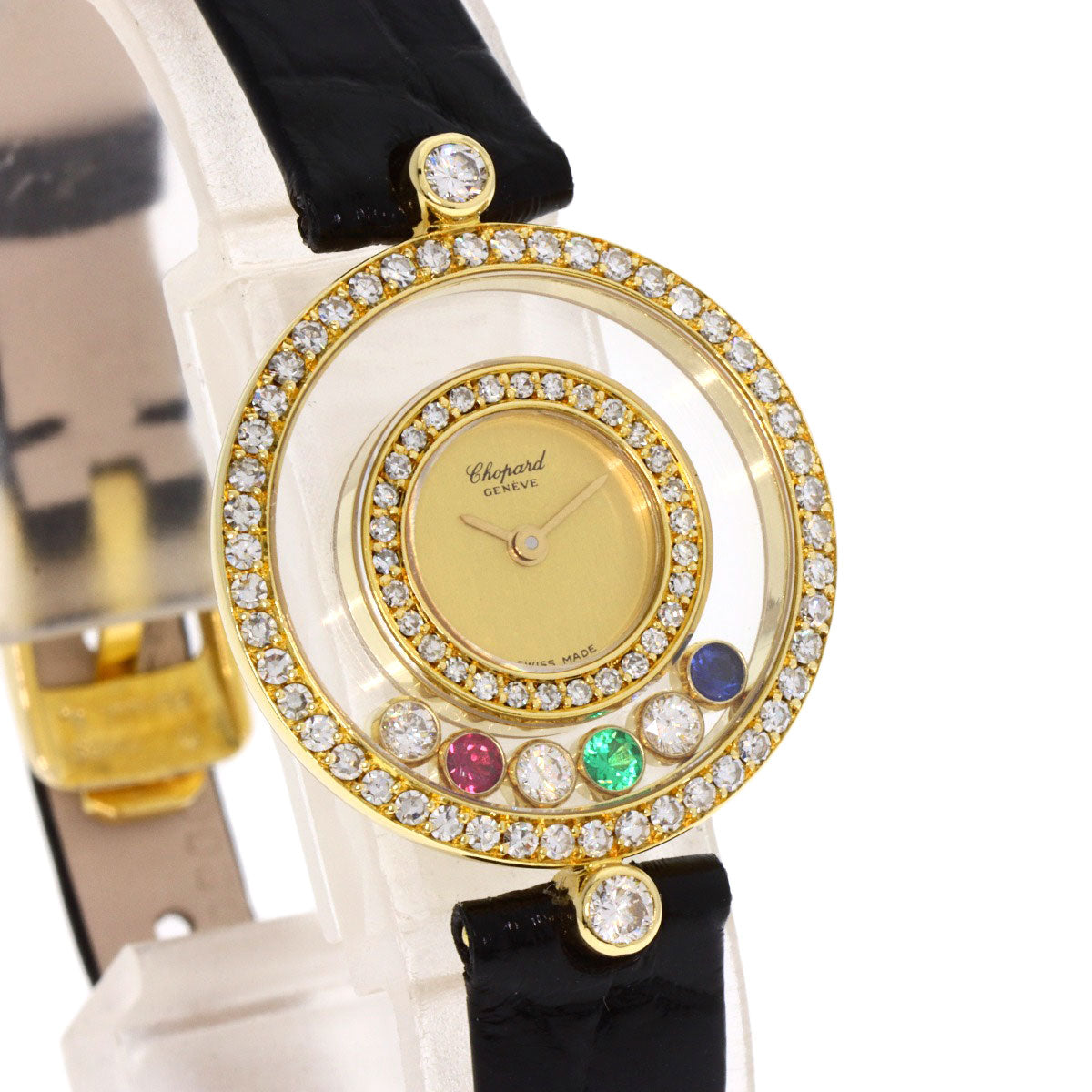 Chopard Happy diamond maker complete Watches 20/3957-24 K18 Yellow Gold/Leather Ladies