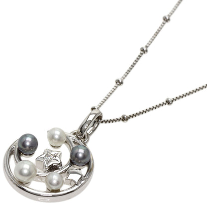 TASAKI   Necklace Diamond Star Moon Motif Pearl Pearl K18 White Gold Ladies