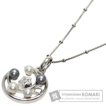 TASAKI   Necklace Diamond Star Moon Motif Pearl Pearl K18 White Gold Ladies