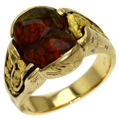 MITSUO KAJI   Ring Ammolite Diamond K14 Yellow Gold Ladies