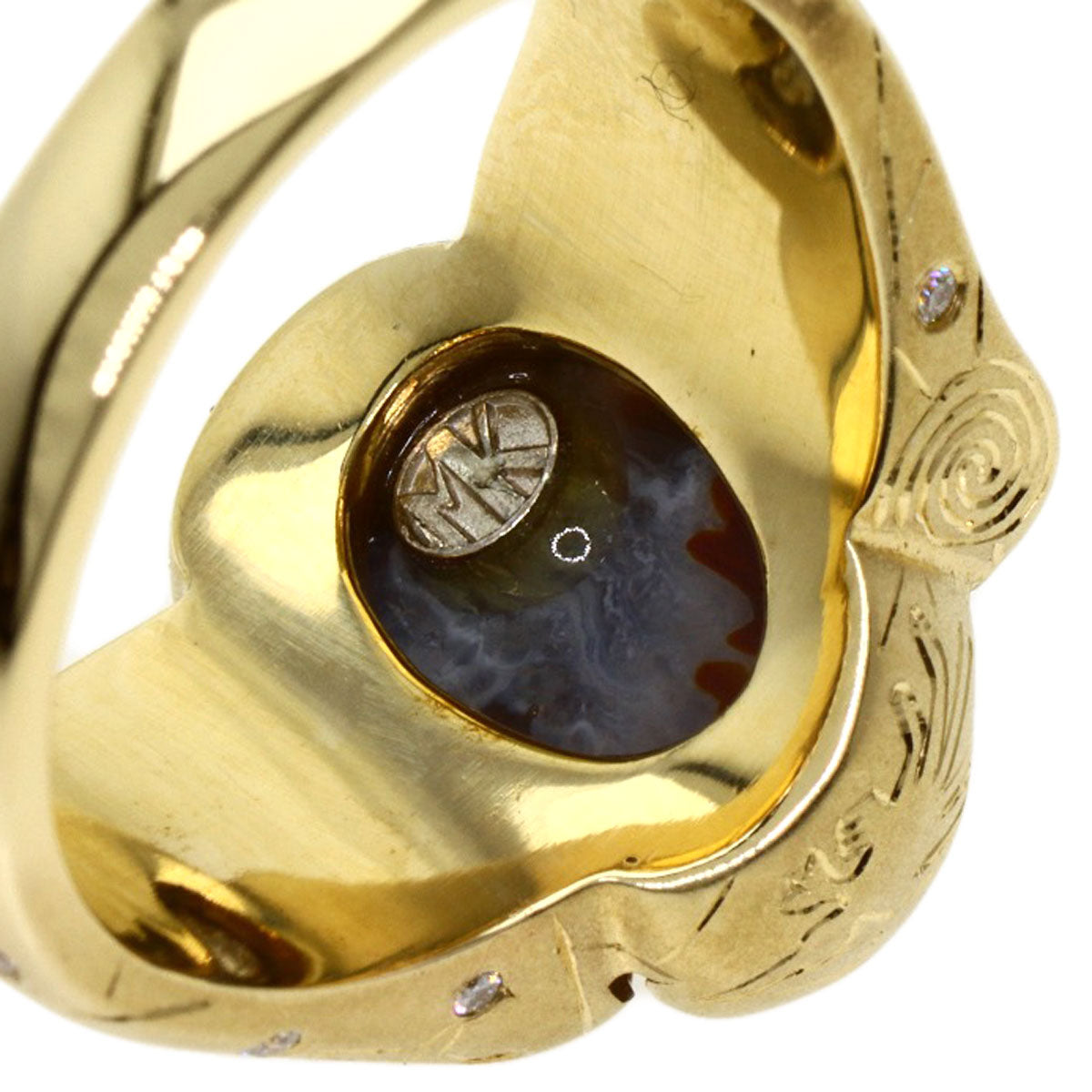 MITSUO KAJI   Ring Ammolite Diamond K14 Yellow Gold Ladies