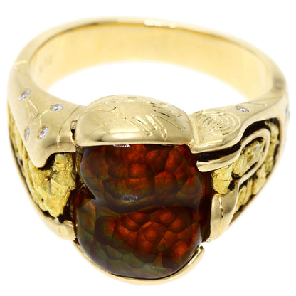 MITSUO KAJI   Ring Ammolite Diamond K14 Yellow Gold Ladies