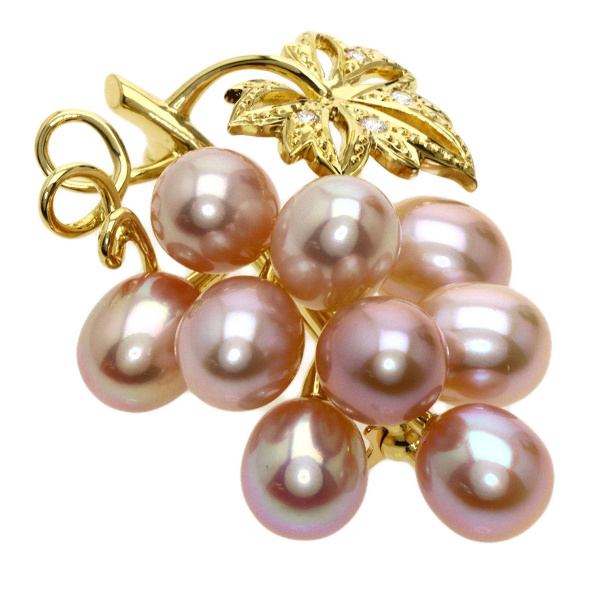 MIKIMOTO   Brooch Freshwater Pearl Pearl Diamond K18 Yellow Gold Ladies