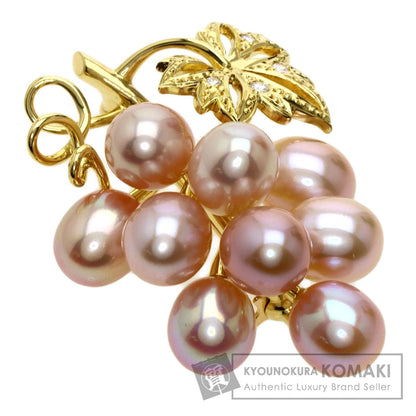 MIKIMOTO   Brooch Freshwater Pearl Pearl Diamond K18 Yellow Gold Ladies