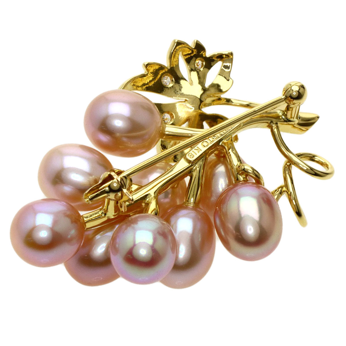 MIKIMOTO   Brooch Freshwater Pearl Pearl Diamond K18 Yellow Gold Ladies