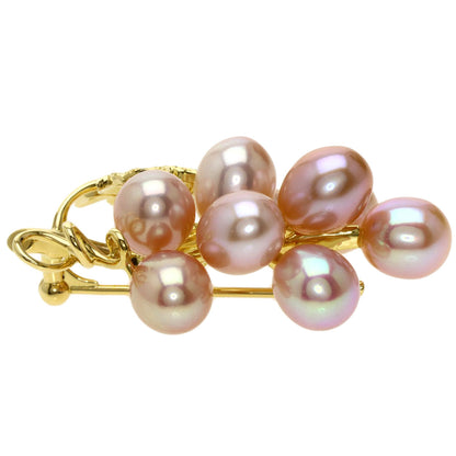 MIKIMOTO   Brooch Freshwater Pearl Pearl Diamond K18 Yellow Gold Ladies