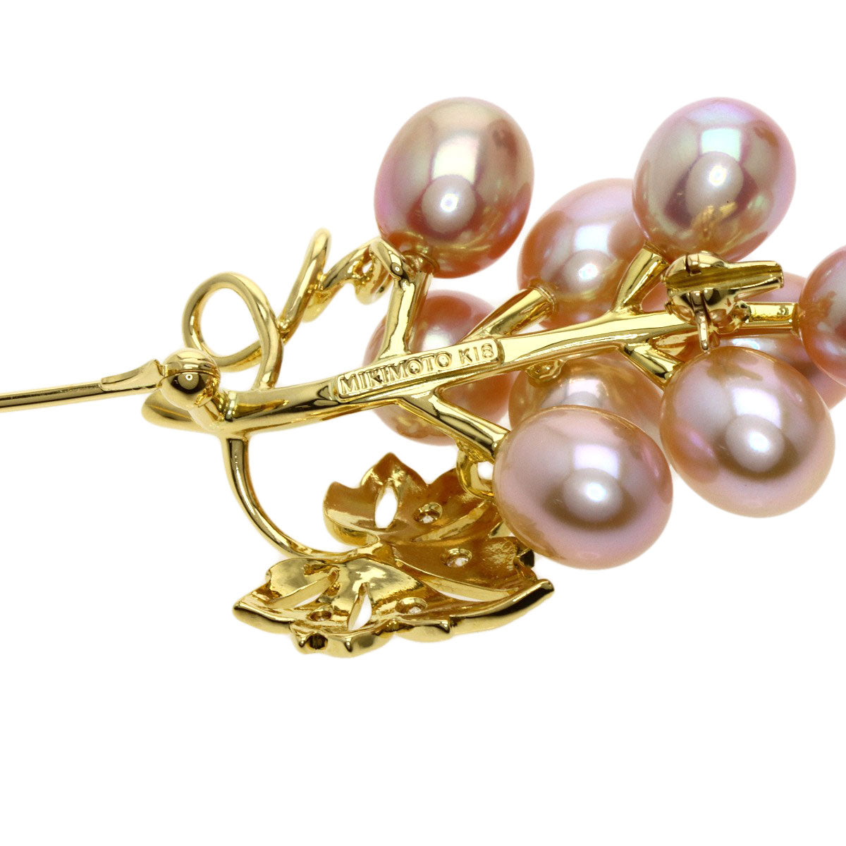 MIKIMOTO   Brooch Freshwater Pearl Pearl Diamond K18 Yellow Gold Ladies