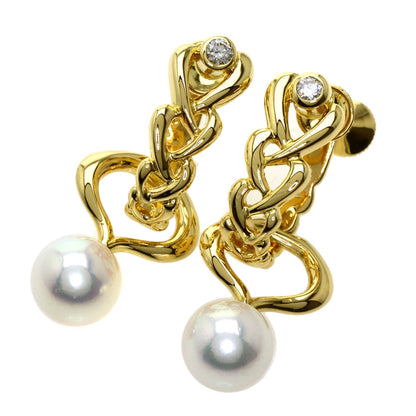 MIKIMOTO   Earring Akoya pearl with Pearl Diamond charm K18 Yellow Gold Ladies