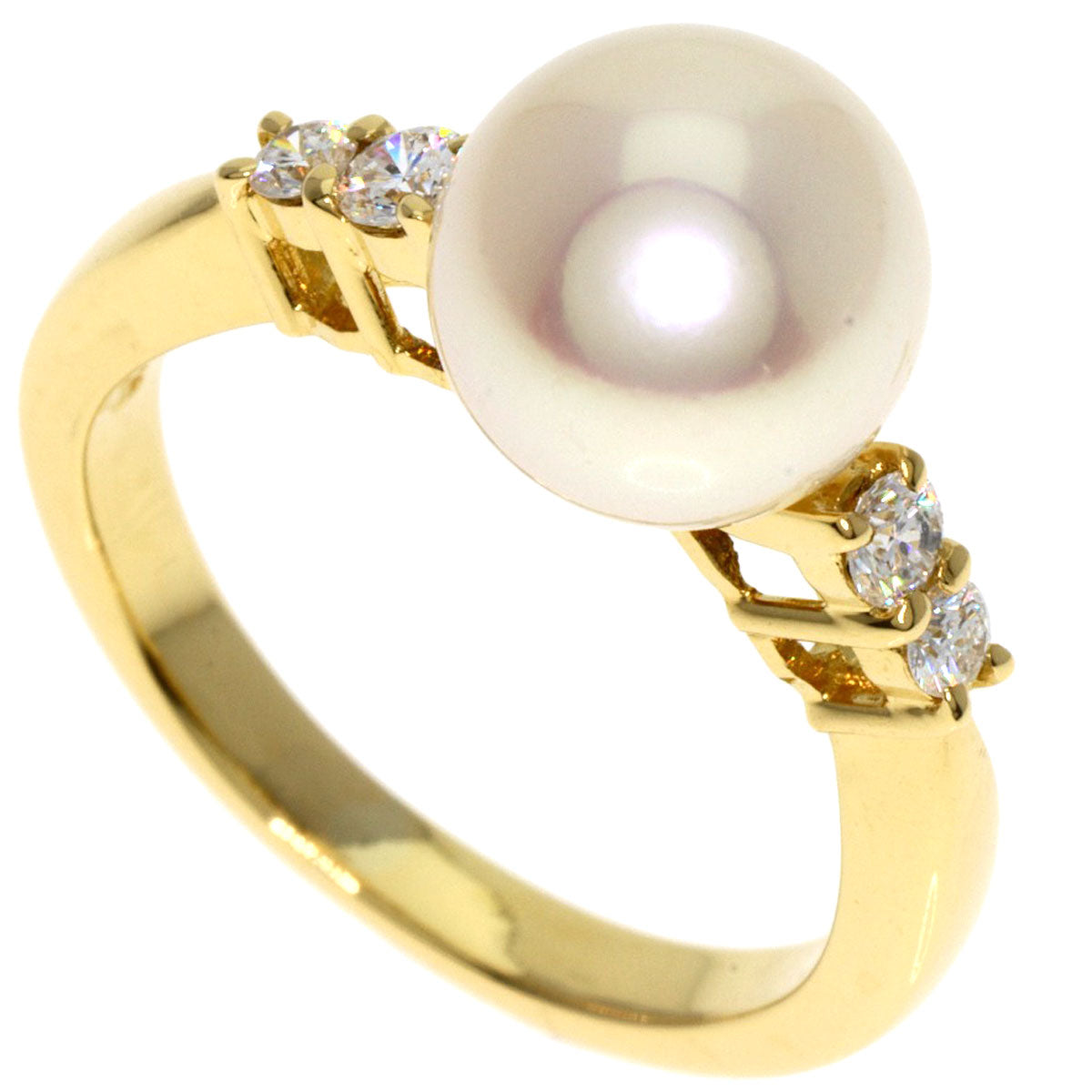 MIKIMOTO   Ring Akoya Pearl Pearl Diamond K18 Yellow Gold Ladies