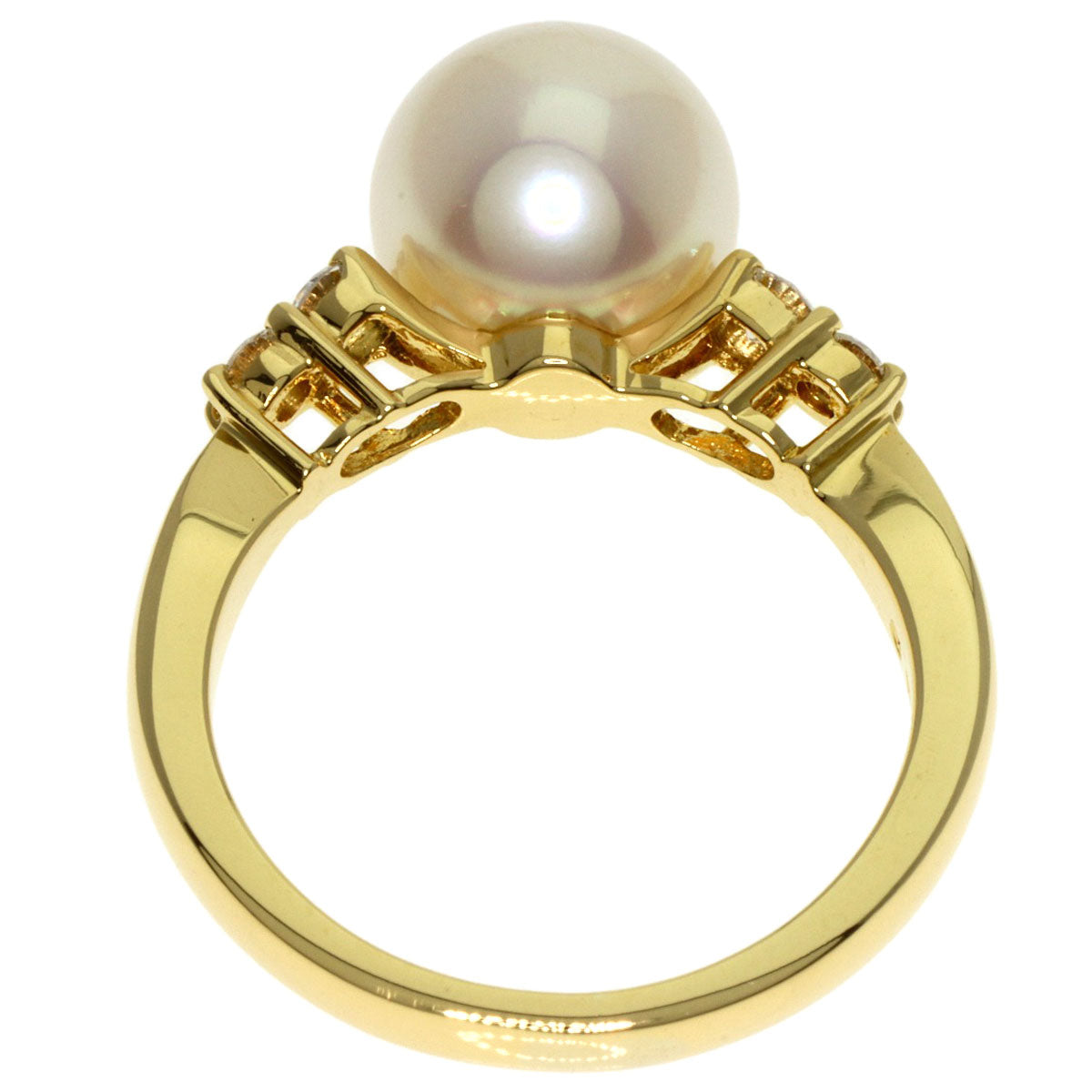 MIKIMOTO   Ring Akoya Pearl Pearl Diamond K18 Yellow Gold Ladies