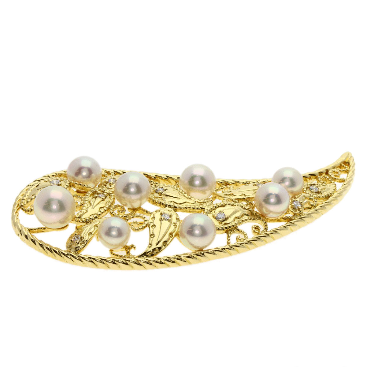 MIKIMOTO   Brooch Akoya Pearl Pearl Diamond K18 Yellow Gold Ladies