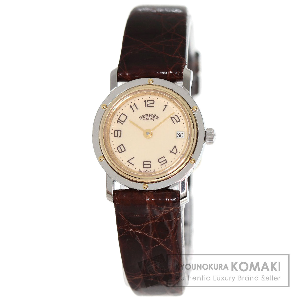 HERMES Clipper Watches  Stainless Steel/Leather Ladies