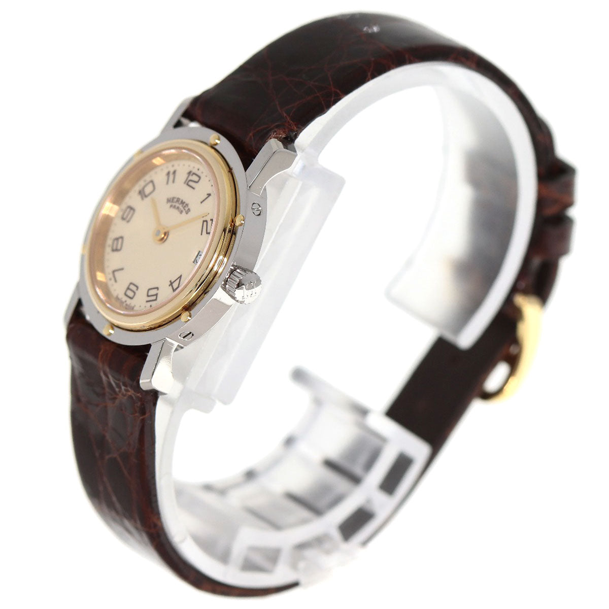 HERMES Clipper Watches  Stainless Steel/Leather Ladies