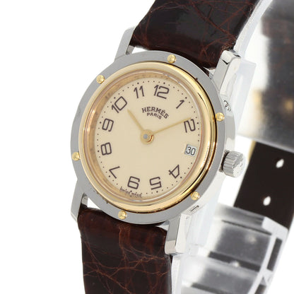 HERMES Clipper Watches  Stainless Steel/Leather Ladies