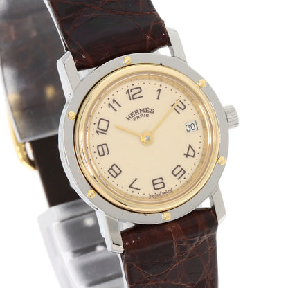 HERMES Clipper Watches  Stainless Steel/Leather Ladies