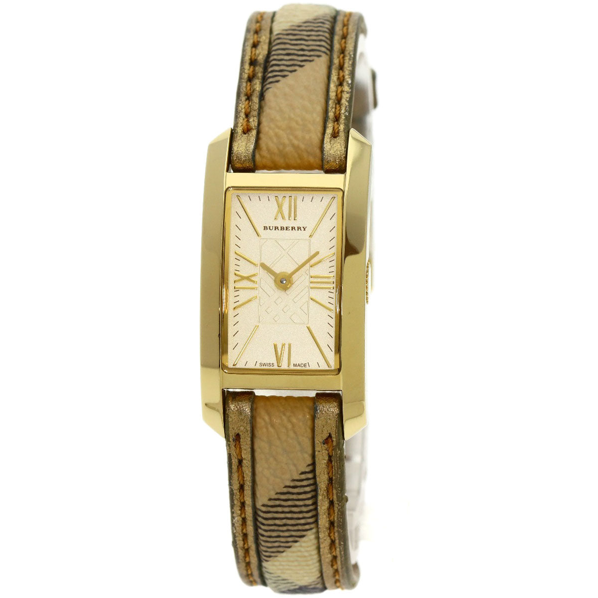 BURBERRY Square Watches BU1074 Gold Plated/Leather Ladies