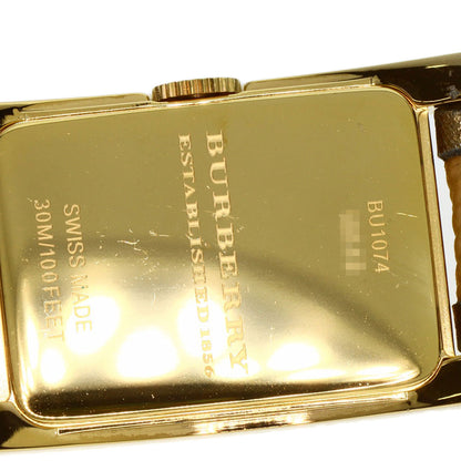 BURBERRY Square Watches BU1074 Gold Plated/Leather Ladies