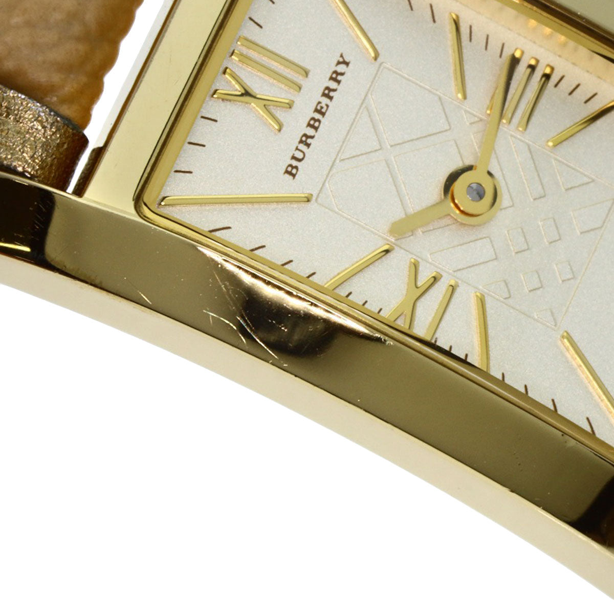 BURBERRY Square Watches BU1074 Gold Plated/Leather Ladies